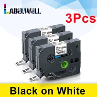 3pcs compatible for 231 12mm black on white label tape 231 black on white printer ribbon compatible for label printer