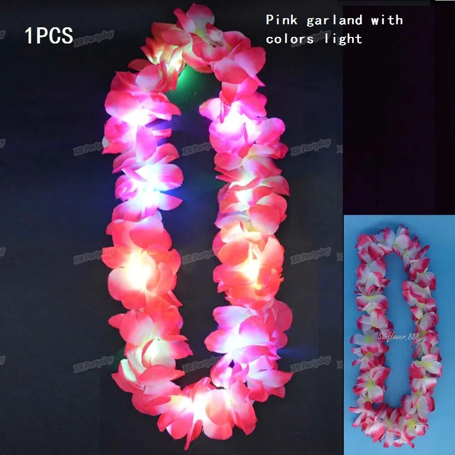 12 Свечение maraca Hawaii Luau вечерние светодиодный светящийся цветок ожерелье леи хула Гирлянда Венок для женщин и девушек вечерние свадебные принадлежности navidad - Цвет: 12