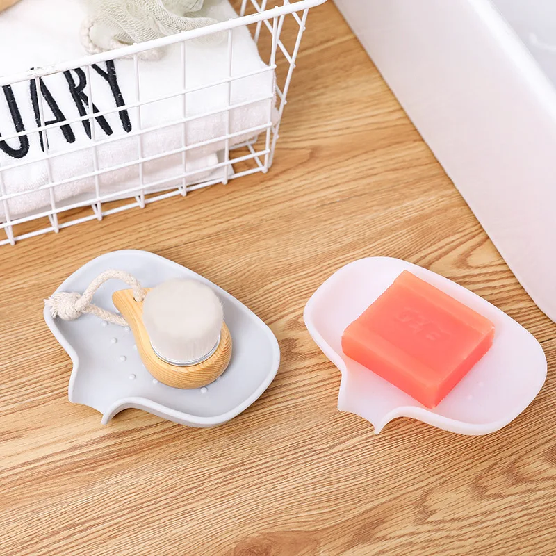 

Silicone Soap Box Bathroom Soap Holder Multifunctional Sponge Holder Storage Rack Drain Anti-slip Soap Dish Plate Holder
