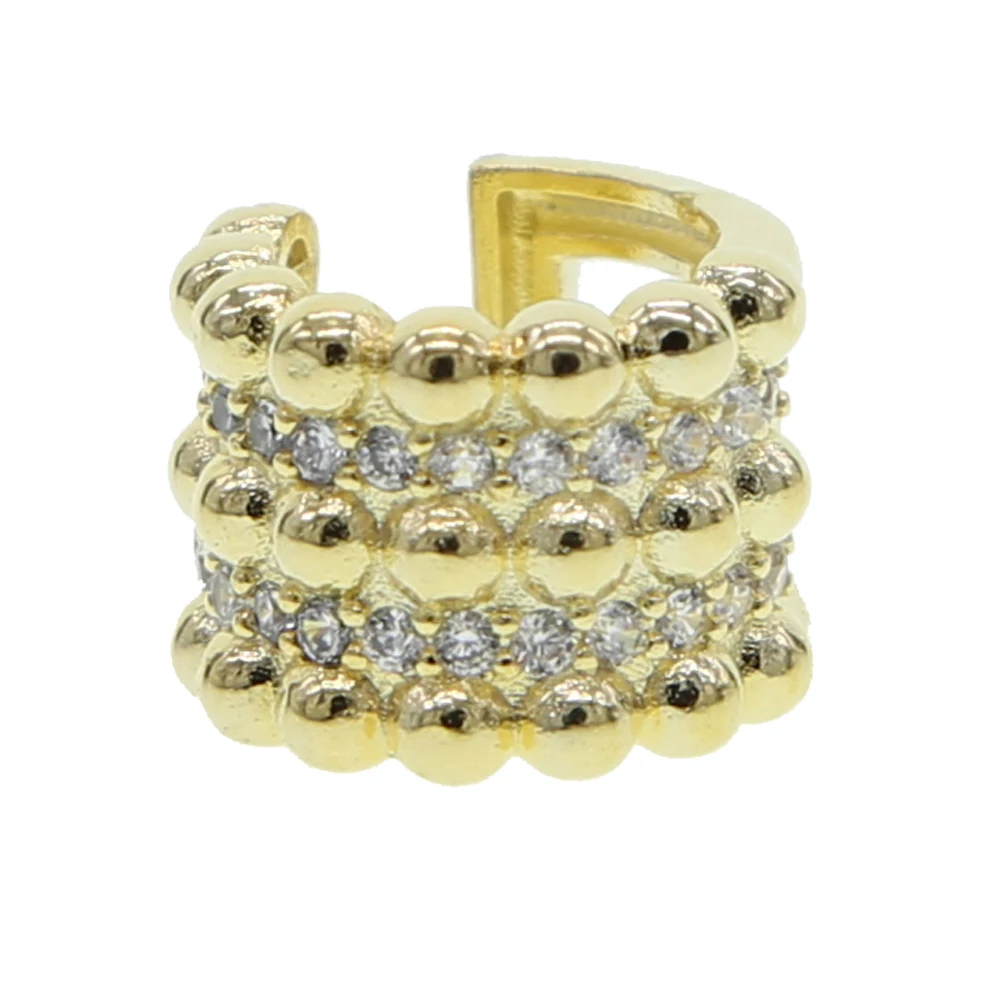 Золотой цвет Мульти обернуть вокруг бисером cz дизайн широкий Кафф 1 шт клипсы в