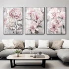 Картина на холсте, Настенная картина с розовыми цветами, постеры и принты цветов в скандинавском стиле, для гостиной, украшение для дома без рамки