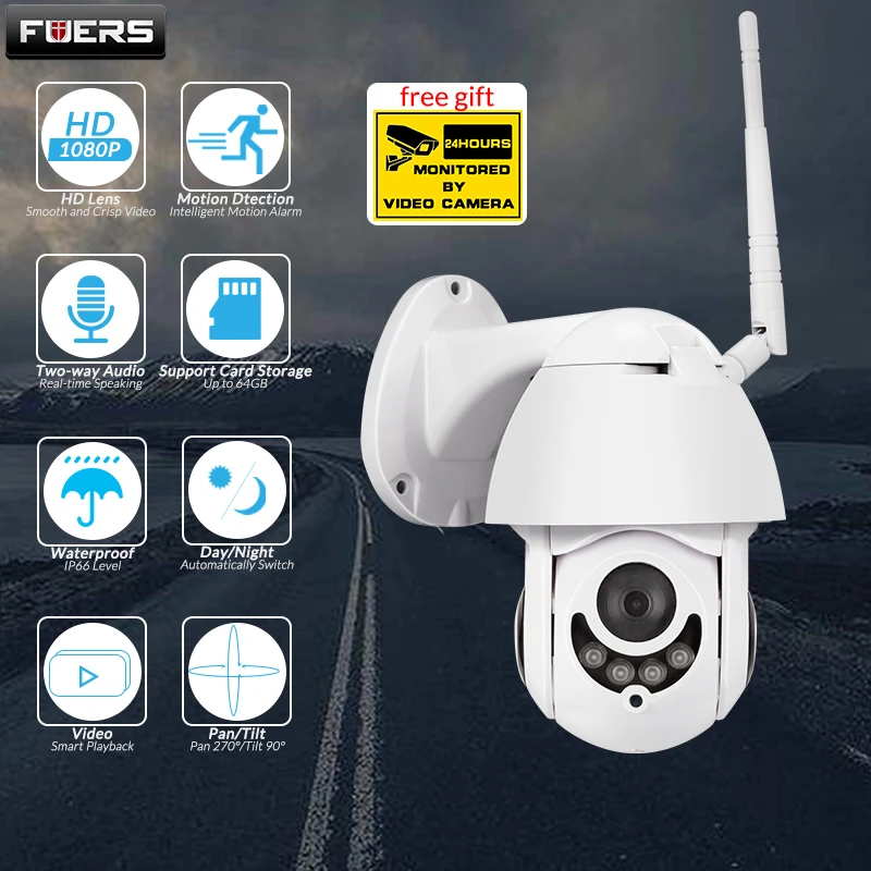 Fuers 1080P HD 2MP наружная видеокамера с Wi Fi IP водонепроницаемая панорамная камера