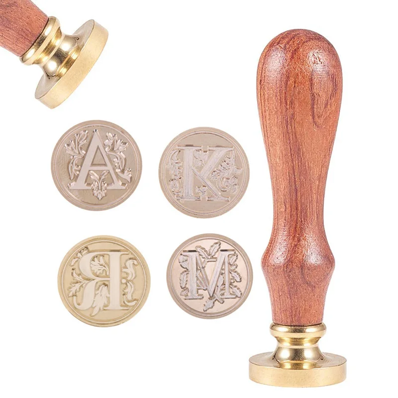 Wax Seal Stamp Wax Sealing Stamps Letter A M K R Wood Stamp Replace Copper Head Sealing Wax for Wedding Invitations Gift Packing