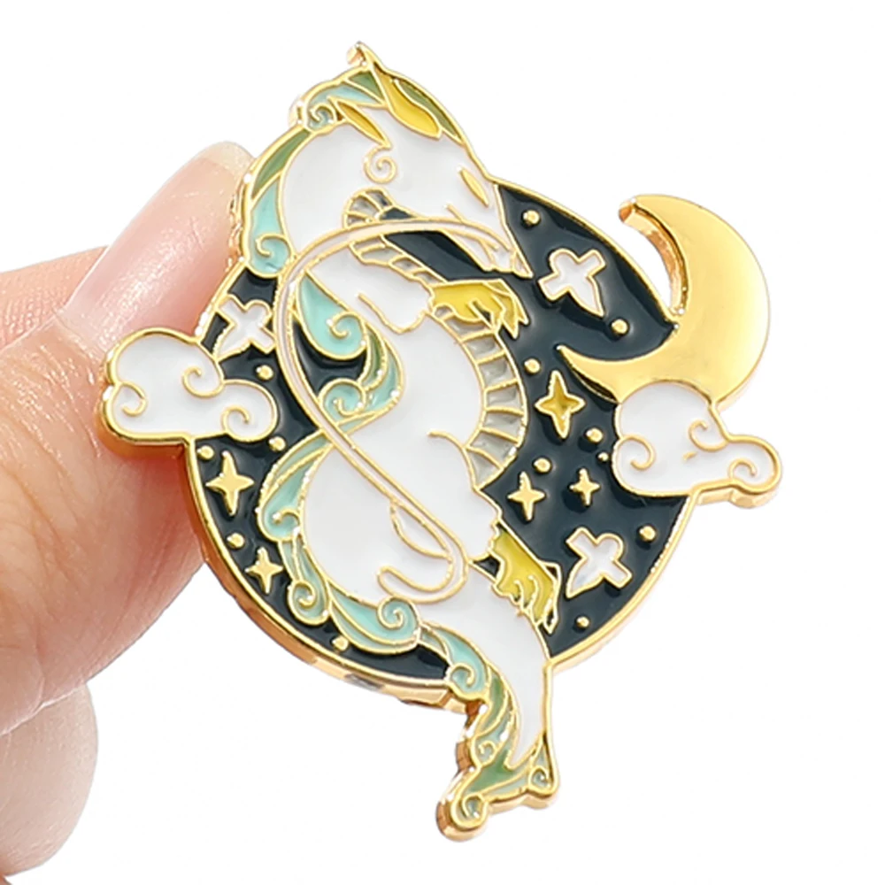 Модные броши Miyazaki Hayao с изображением животных белые эмалевые булавки ночная