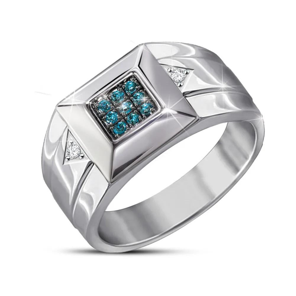 

Fashion Classic Exquisite Luxury Green Zircon Square Men's Ring Domineering Fashion Trendy Jewelry Jewelry Gift Gift