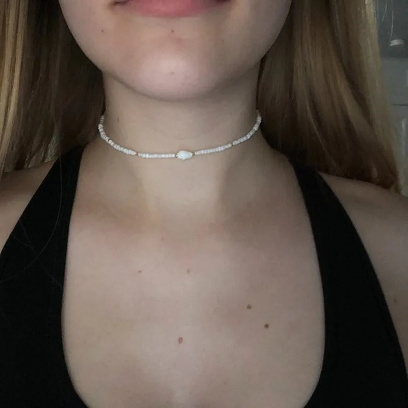 HebeDeer Choker Conch Trendy Girl Necklace Simple Chain Women White Bohemia Stainless Steel Necklaces Jewelry Lovers Kpop | Украшения и