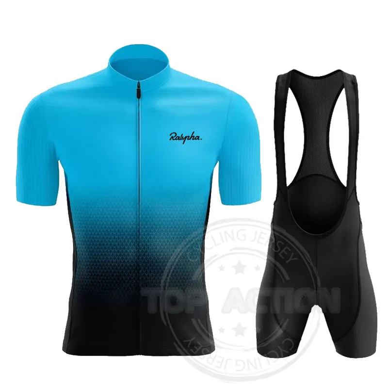 

New 2022 Ralvpha Men Cycling Jersey Summer Short Sleeve Set Maillot 19D Bib Shorts Bicycle Clothes Sportwear Shirt Clothing Suit
