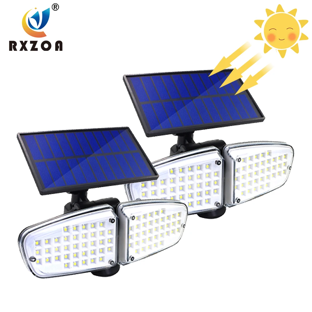 

LED Solar Light Human Body Induction Wall Lamp Double Head Can Rotate IP65 Waterproof Suitable for Gardens, Garages, Etc.