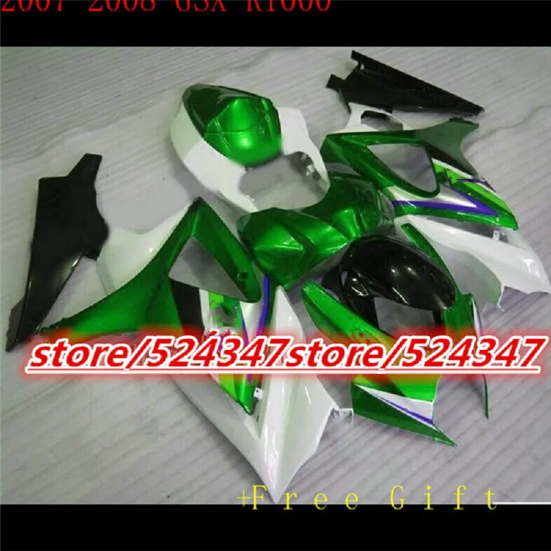 

Bodywork fairings for Suzuki GSXR1000 GSX-R1000 2007 2008 K7 GSXR 1000 07 08 glossy green white black fairing set
