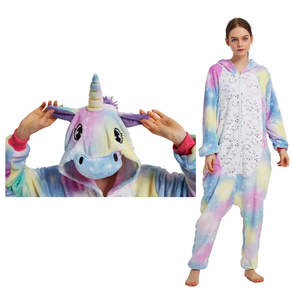 Женская пижама с единорогом кигуруми Onsie для взрослых костюм единорога