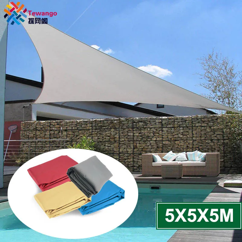 Tewango водонепроницаемый солнцезащитный козырек парус 5x5x5 м дуговая треугольная УФ-сетка садовая навес переносная ткань для кемпинга на открытом воздухе Tewango водонепроницаемый солнцезащитный козырек парус 5x5x5 м дуговая треугольная УФ-сетка садовая навес переносная ткань для кемпинга на открытом воздухе