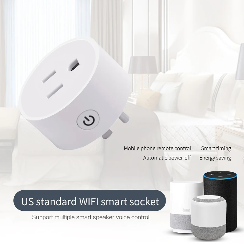 

Mini US Wifi Smart Plug Surge Protector 90-250V Voice Control Timer Smart Socket Work With Siri Alexa Google Assisitant APP