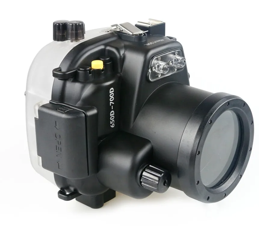 للبيع كاميرا ميكون تحت الماء مقاوم للماء الإسكان لكانون 650D /700D المتمردين T4i T5i