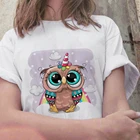 Женская футболка 2021, летняя футболка с милым мультяшным рисунком Совы в стиле 90-х, футболка в стиле Харадзюку для девушек, Повседневная белая футболка с коротким рукавом, женская модель 3XL