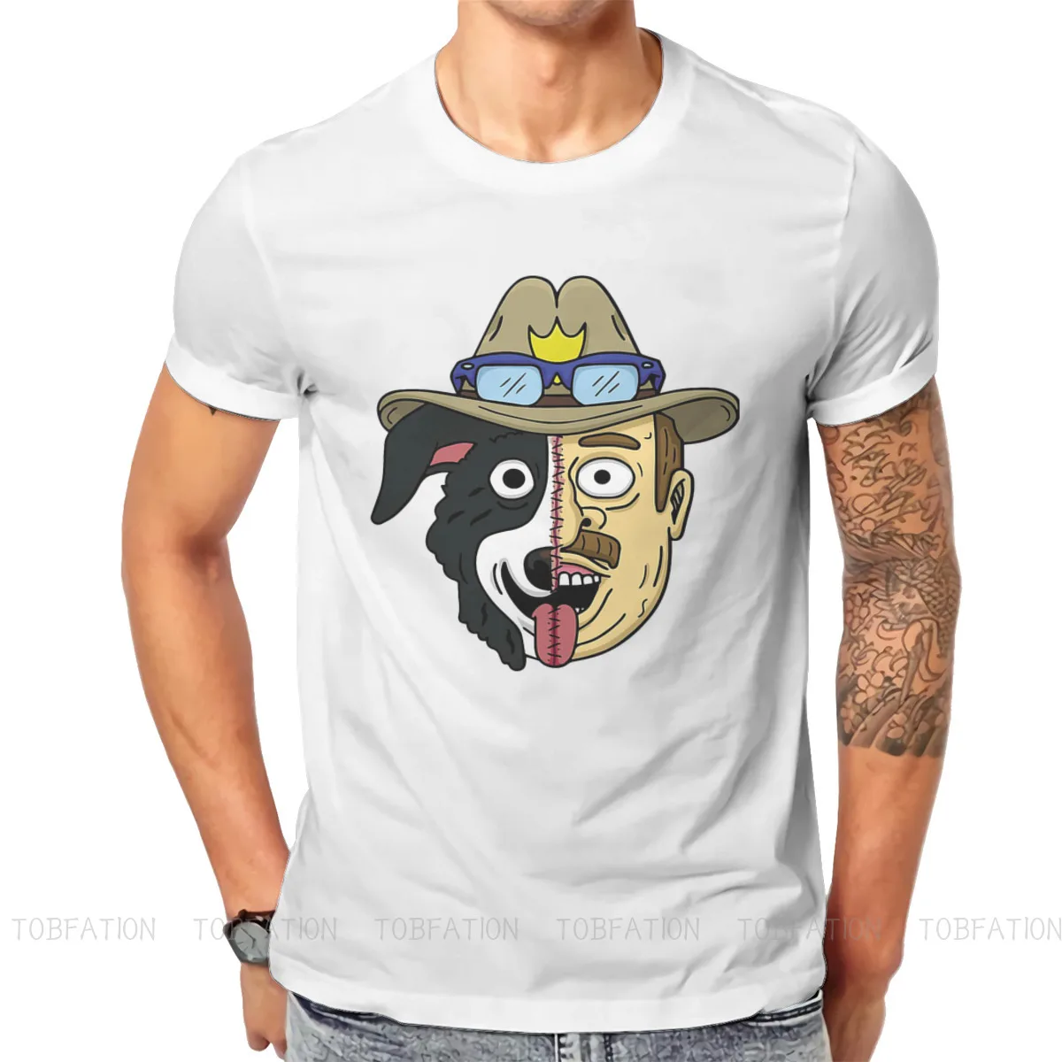 

Leisure Fashion TShirts Mr Pickles Border Collie Dog Tommy Animation Men Graphic Fabric Streetwear T Shirt Round Neck Big Size