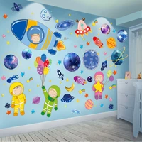 shijuehezi outer space planets wall stickers diy cartoon rockets astronauts wall decals for kids rooms baby bedroom decoration