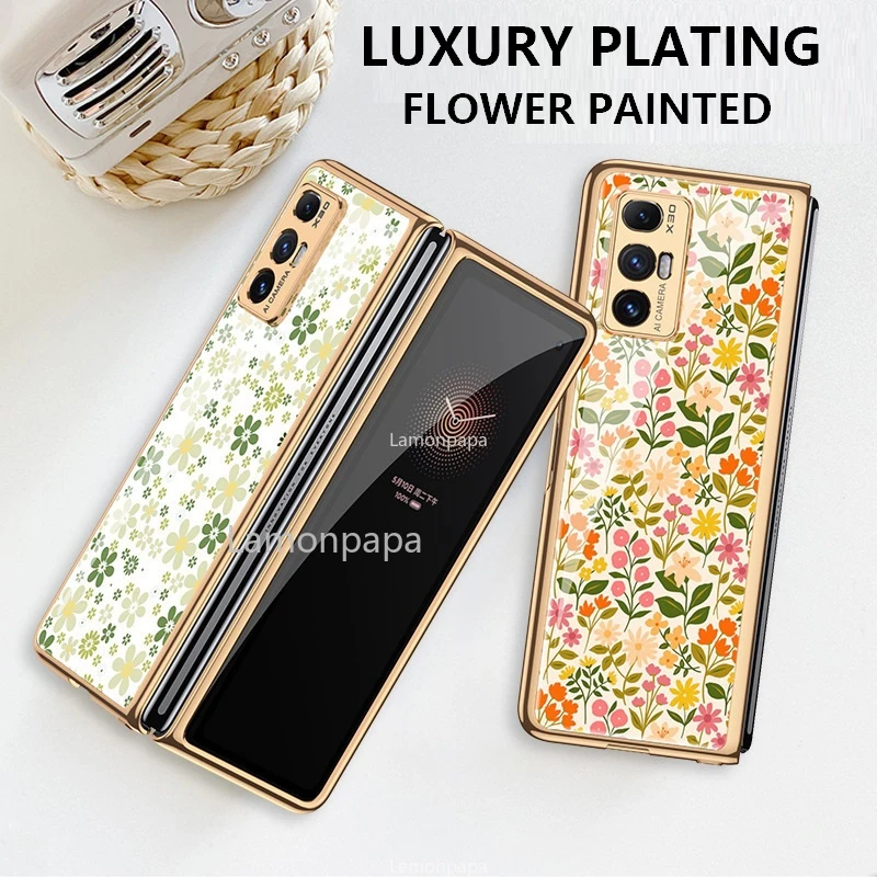Винтажный чехол с цветочным рисунком для Xiaomi Mix Fold полноразмерный покрытием из