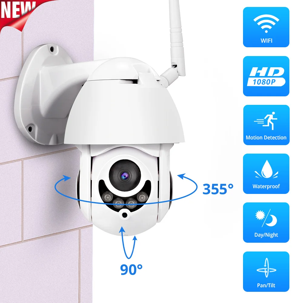 Новинка 1080P 2MP уличная Беспроводная IP камера IP66 Водонепроницаемая wifi PTZ камера H.264+ ONVIF приложение управление ночное видение Обнаружение движения