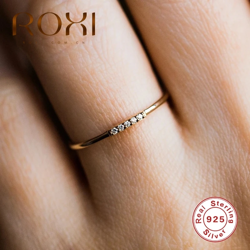 ROXI Simple Single Zircon Stone Rings for Women Wedding Jewelry Anillos 925 Sterling Silver Bague Ring Bijoux Femme Jewellery