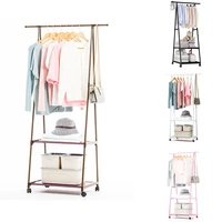 bedroom coat rack removable clothes hanger floor stand coat racks with wheel black brown pink hanging clothes storage rack shelf