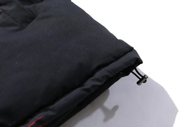 

2020 Winter Thick Oversized Parka Coats Character Face Pattern Printed Single Breasted Jacket Men Hip Hop Swag Black Streetwear