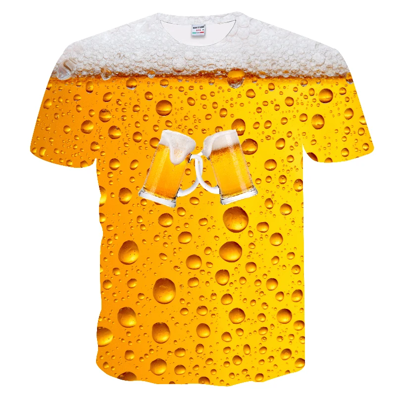 Новинка футболка мужская 3D Футболка с принтом пива хип хоп Crewneck короткий рукав Мужская/Женская футболка футболки забавные мужские футболки
