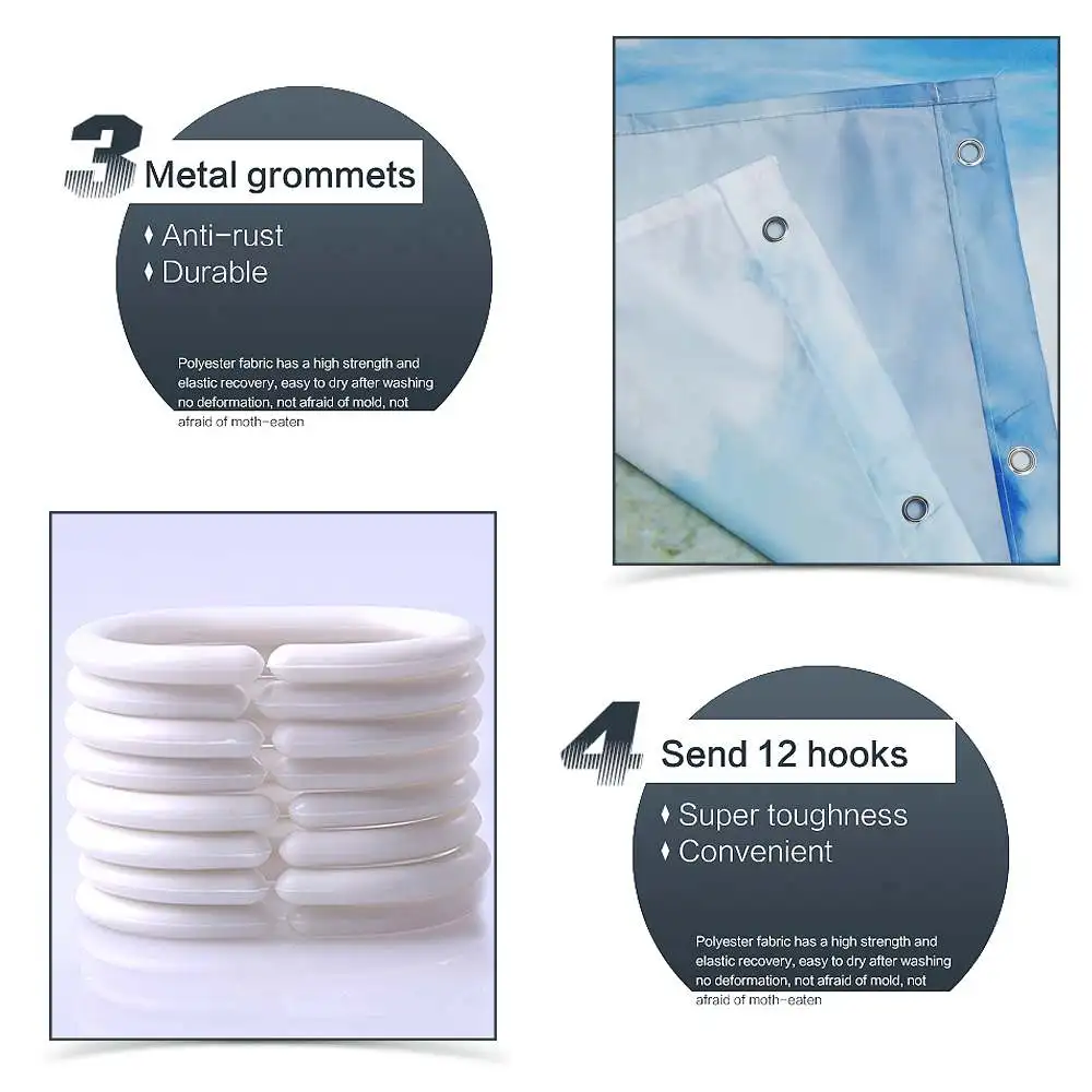 Home Decor Sunshine Seashell bathroom Shower for home Product Decoration Waterproof Sandy beach bath curtain | Дом и сад