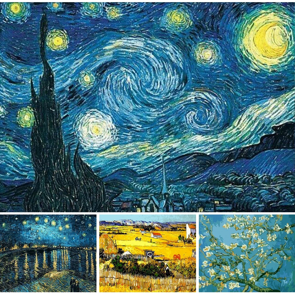 

Набор для алмазной живописи «сделай сам» Ван Гог, картина из страз «Звездная ночь», вышивка крестиком, абстрактная мозаика, картина для твор...