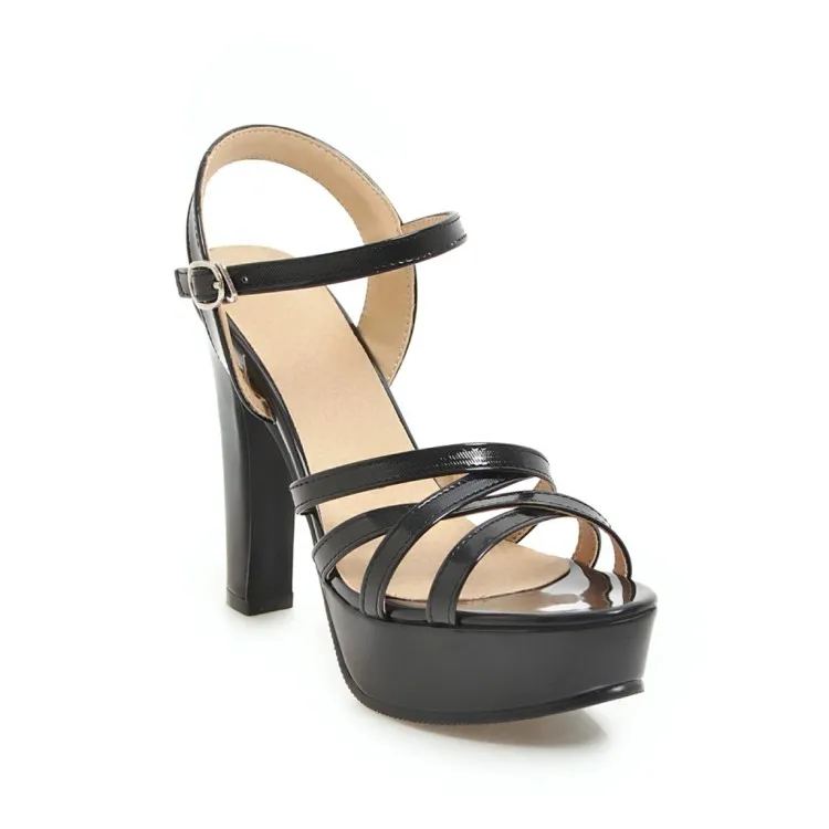 Сандалии женские на высоком каблуке однослойные босоножки с пряжкой туфли