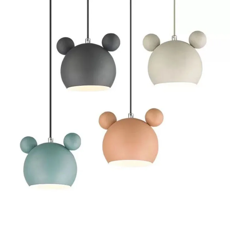 

Creative Mickey chandelier wall lamp Nordic modern colorful macaron hanging lamp, children's room restaurant decoration lampE27