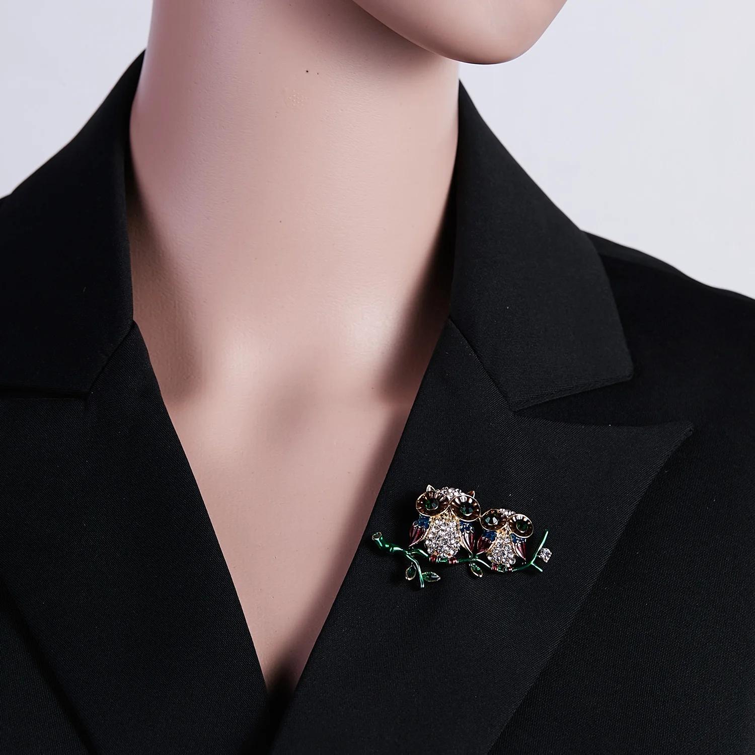 New Design Lovely Crow Brooch Enamel Owl Bird Brooches for Women Men High Quality Rhinestones Animal Jewelry Collar Pins Gift | Украшения и