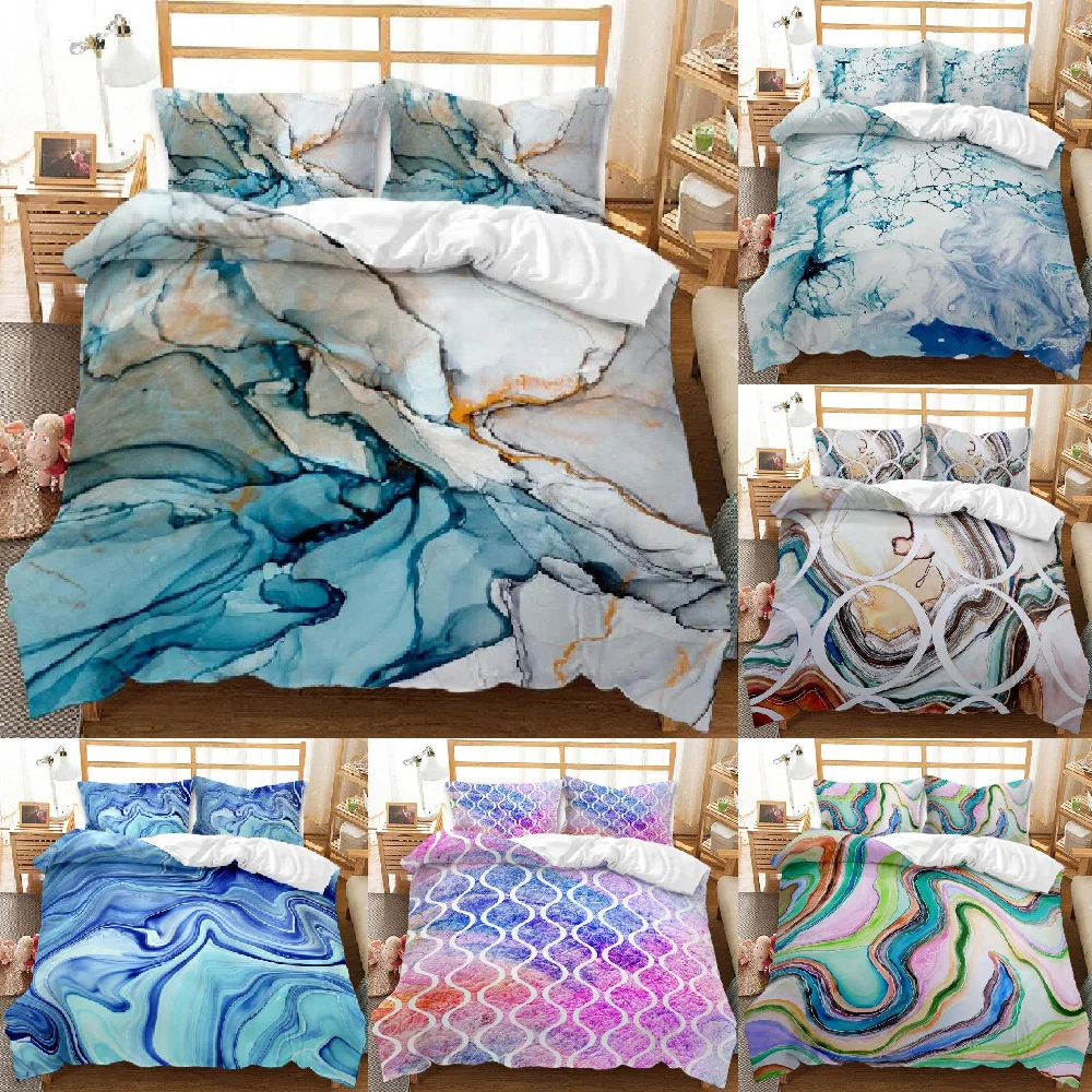 

StarBlue-HGS 3D Colorful Marble Texture Bedding Set Quilt Cover/Duvet Cover Queen King Home Textile Comforter Cover Pillowcase