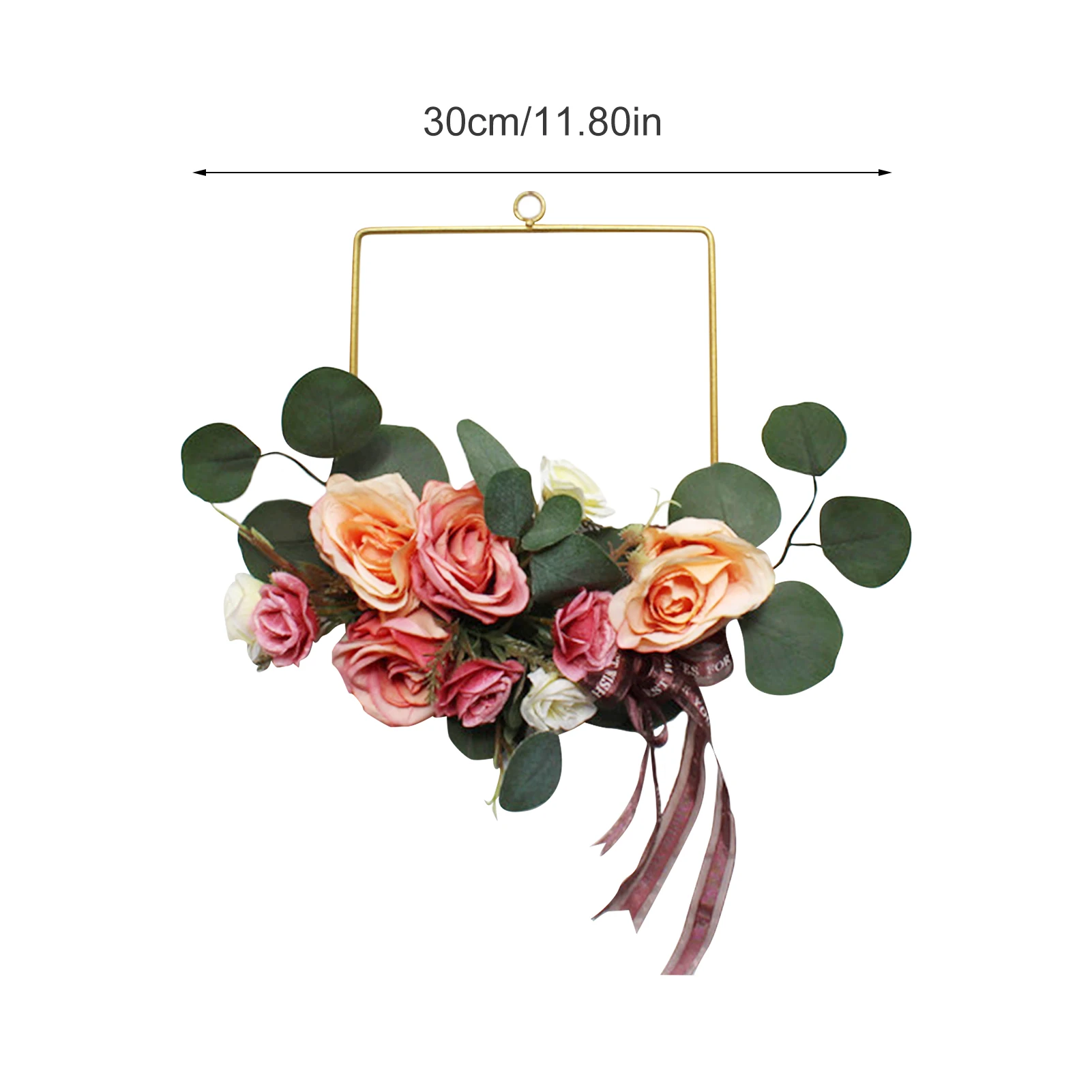 

Hoop Wreath Artificial Rose Flower And Green Leaf Hanging Hoop Wreath For Front Door Wedding Home Decor Wall Decor Ornament