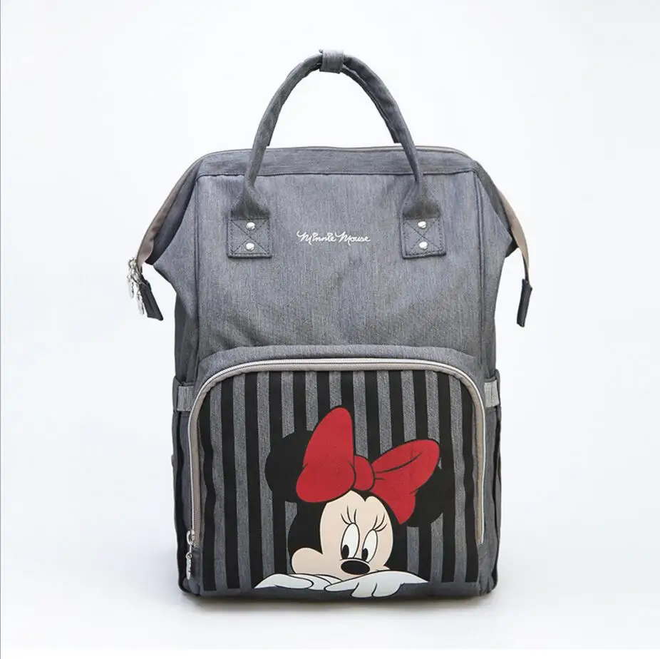 Дисней рюкзаки мумия пеленки мешок многофункциональный большой емкости двойной плечо путешествия использовать детские бутылки с USB нагреватель крюк DPJ07