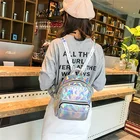 Серебристо-розовый Модный Лазерный рюкзак, женская сумка, голографический маленький размер