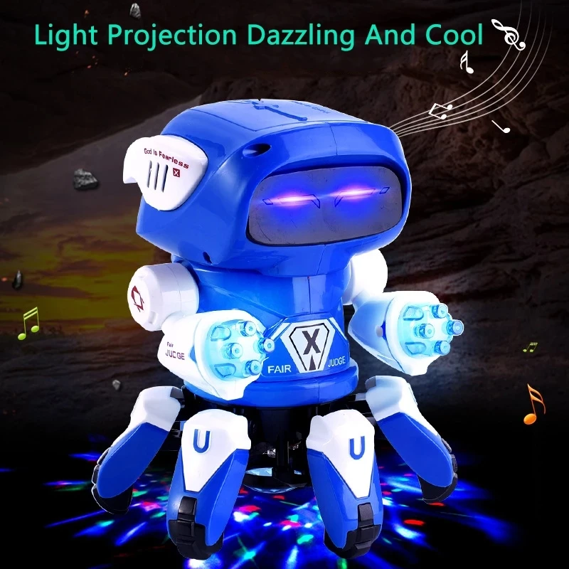 

Cute Lovely 6-Claws Robot With Colorful LED Light Music Dancing Singing Mini Electric Robot Cartoon Octopus Walking Drop Toys