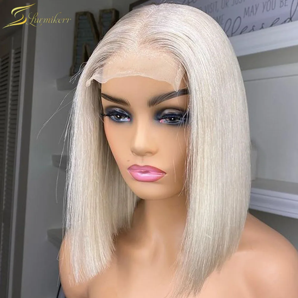 

613 Honey Blonde 13x6 Lace Front Human Hair Wigs 180 Density Straight Bob Brazilian 1b 613 Ombre Pre Plucked Wigs with Baby Hair