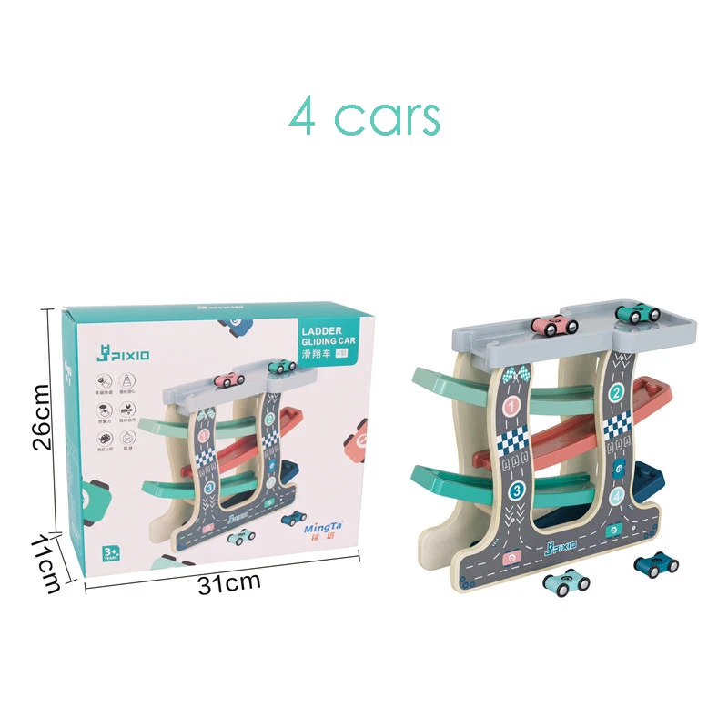 Деревянный трек игрушечный автомобиль скутер соревнование многослойный слайд