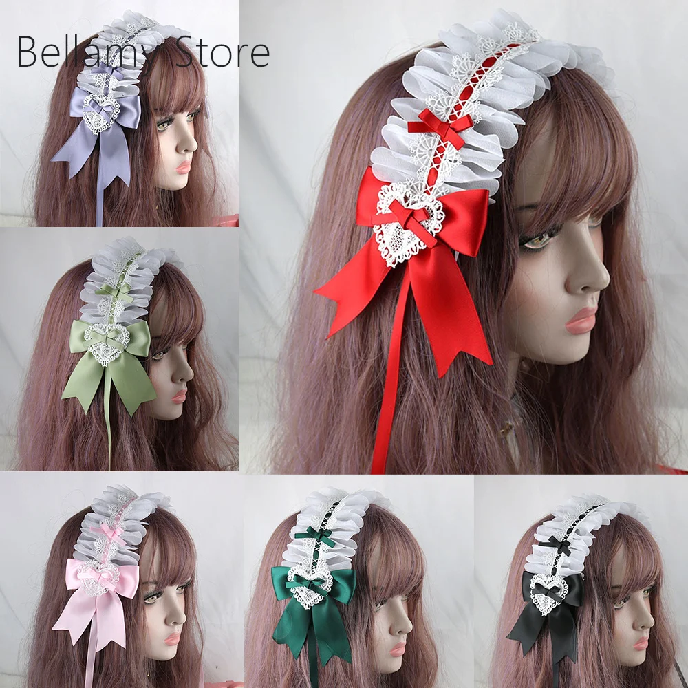 

Hand made Japanese soft girl Lolita sweet hair band with white lace headdress