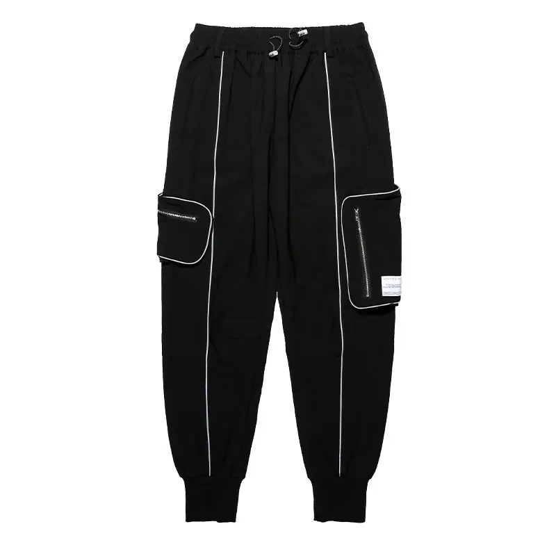 

XITAO Women Cargo Pants Fashion New Women Black Pleated Pocket Vintage Elastic Waist Full Length Pants 2020 Autumn DZL1983