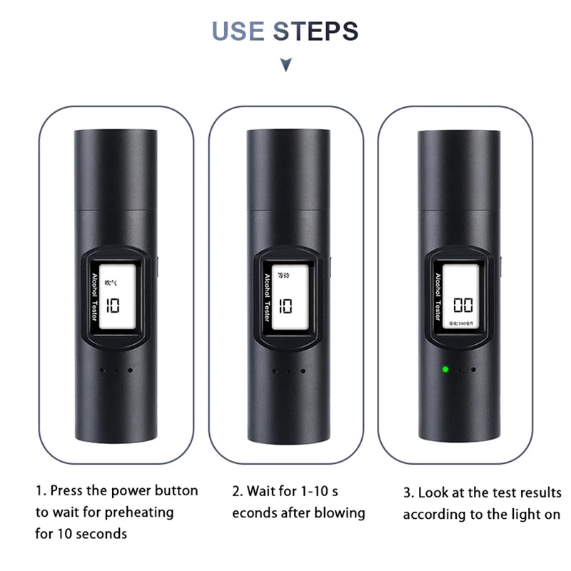 Алкотестер высокоточный цифровой алкотестер с ЖК дисплеем USB зарядка для полиции
