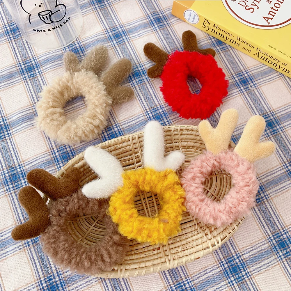 Милые плюшевые овечьи оленьи волосы модные женские резинки эластичное кольцо