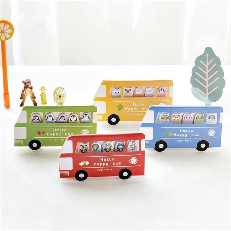 Creative Kawaii Bus Memo Pad Sticky Notes Cute Diary Decoration Planner Stickers Notepad Office School Stationary Supplies 01930
