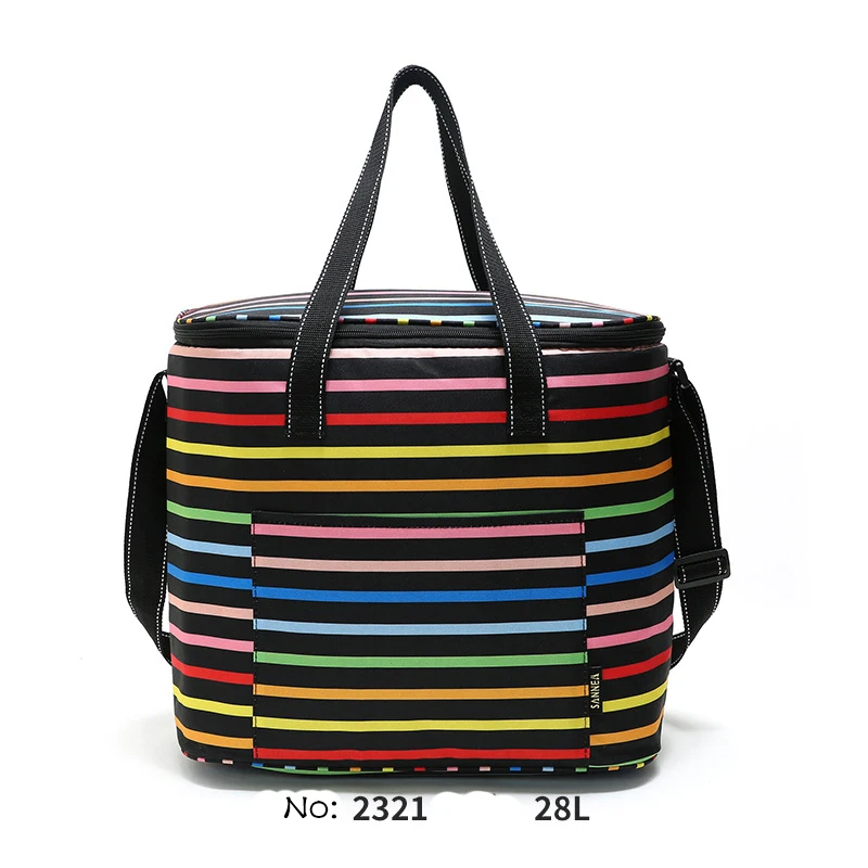 

SANNE 2021 New Rainbow Stripe Insulation Bag Lunch Multiple Sizes 600D Oxford Cloth Ice Bag Thermal Waterproof Picnic Box Lunch