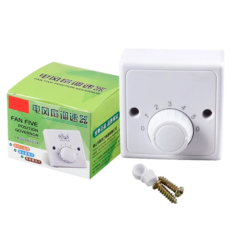 220V Universal Adjustment Ceiling Fan Speed Control Switch Wall Button Dimmer Five Gears Adjuster | Бытовая техника