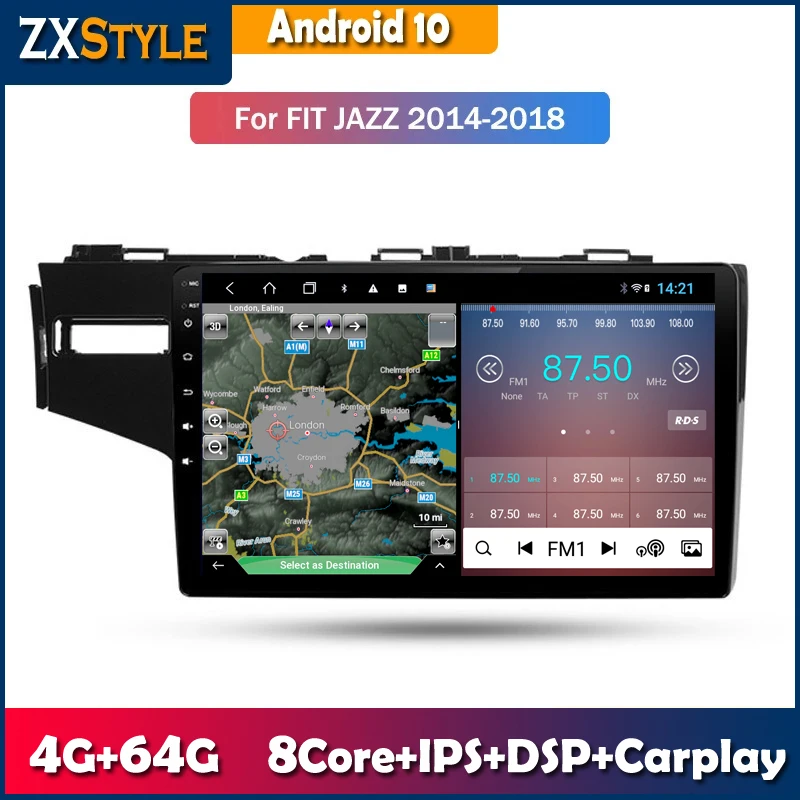 

Android 10.0 Full Touch Screen Car Stereo Player For Honda Fit Jazz 2014 2015 2016 2017 2018 GPS Navigation