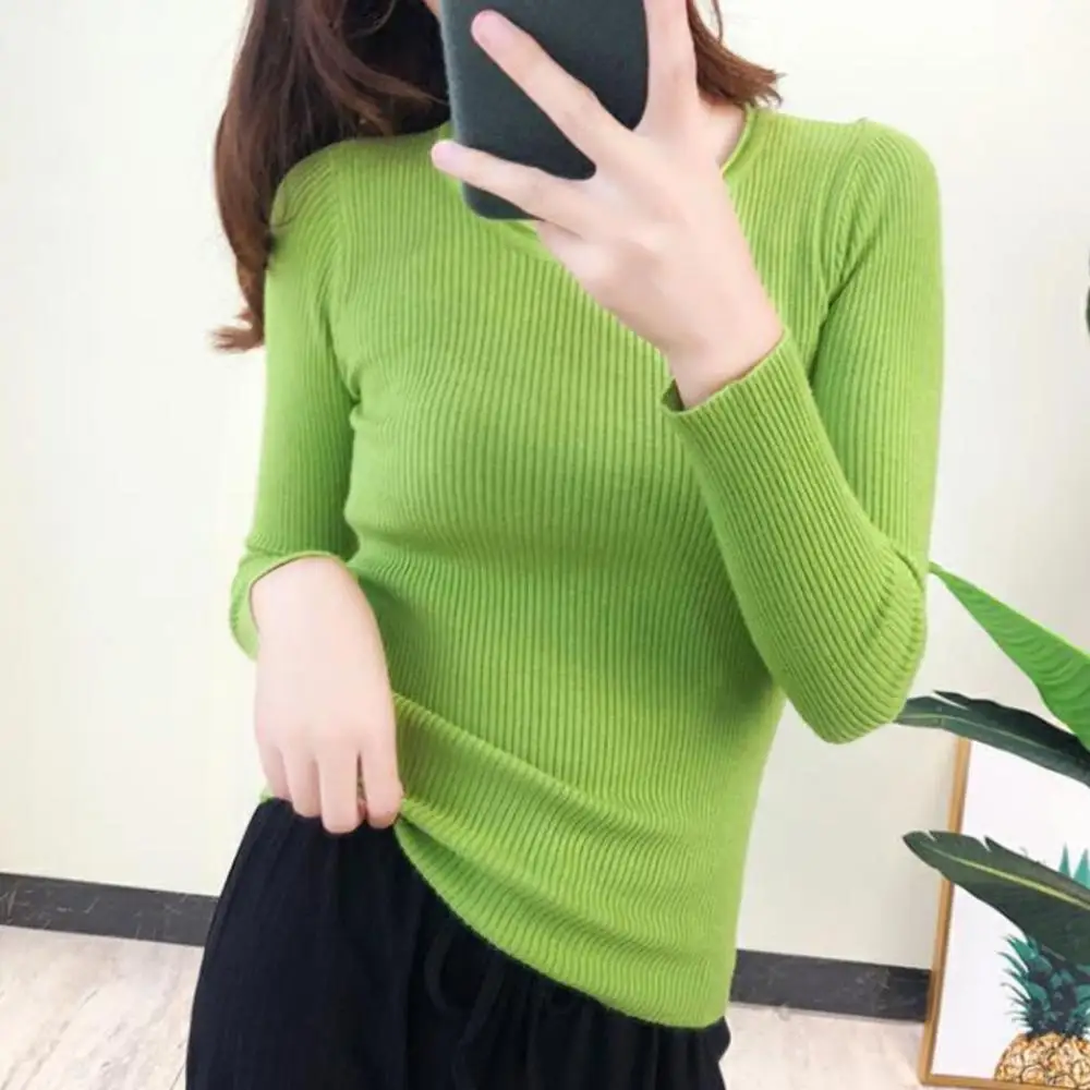 

2020 Women Knitted O-neck Sweater Pullovers Spring Autumn Basic Sweaters Slim Fit Pullover
