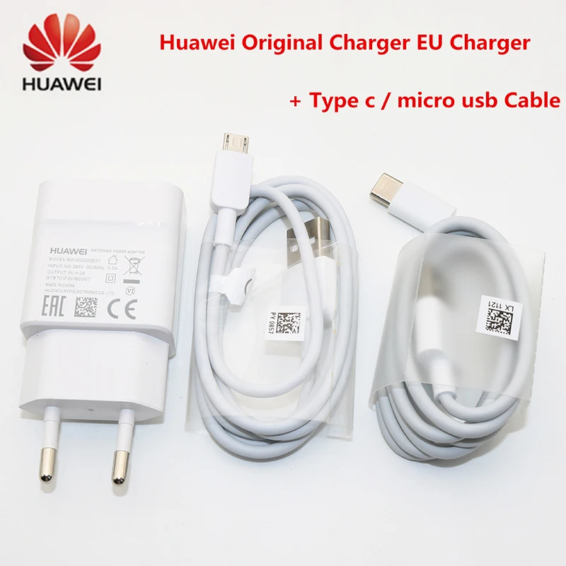 Оригинальный адаптер питания Huawei для телефонов Android с европейской вилкой 5 В 2 А 10