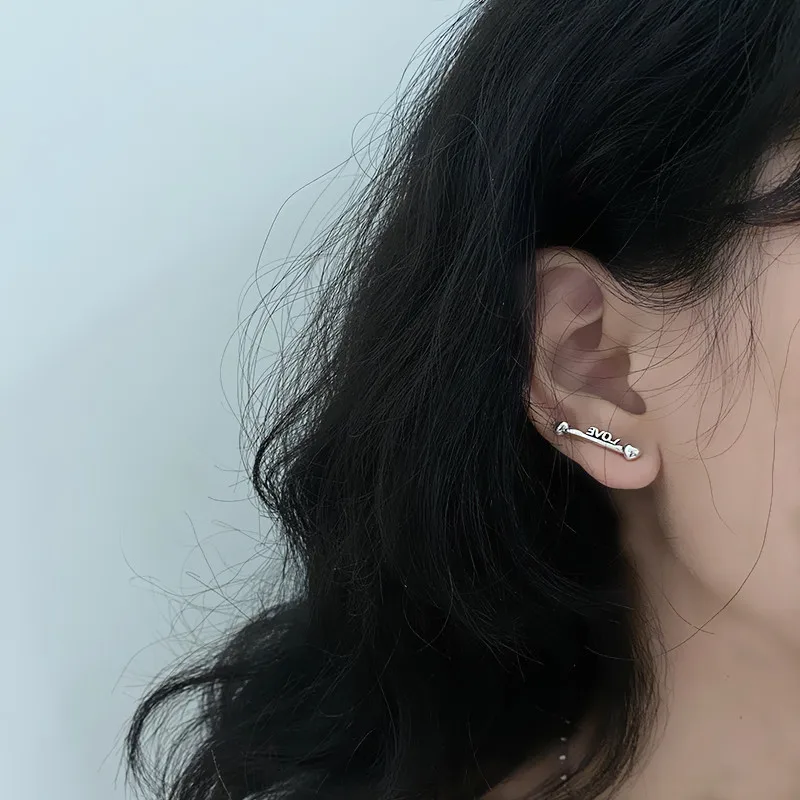 925 пробы серебряные серьги простые циркониевые длинные линии уха смайлик