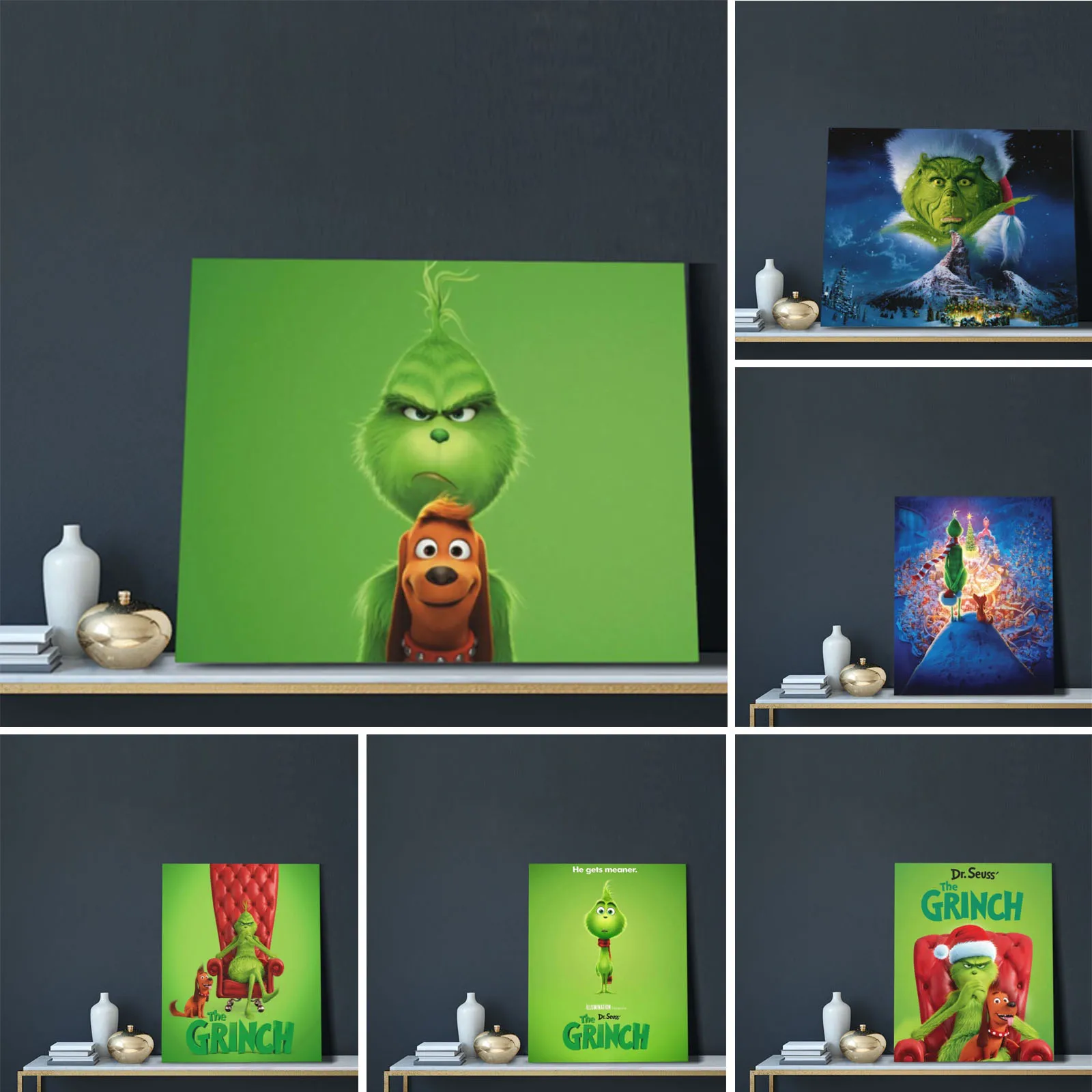 

Декоративная картина Grinch, картина маслом на холсте для спальни, украшение для гостиной